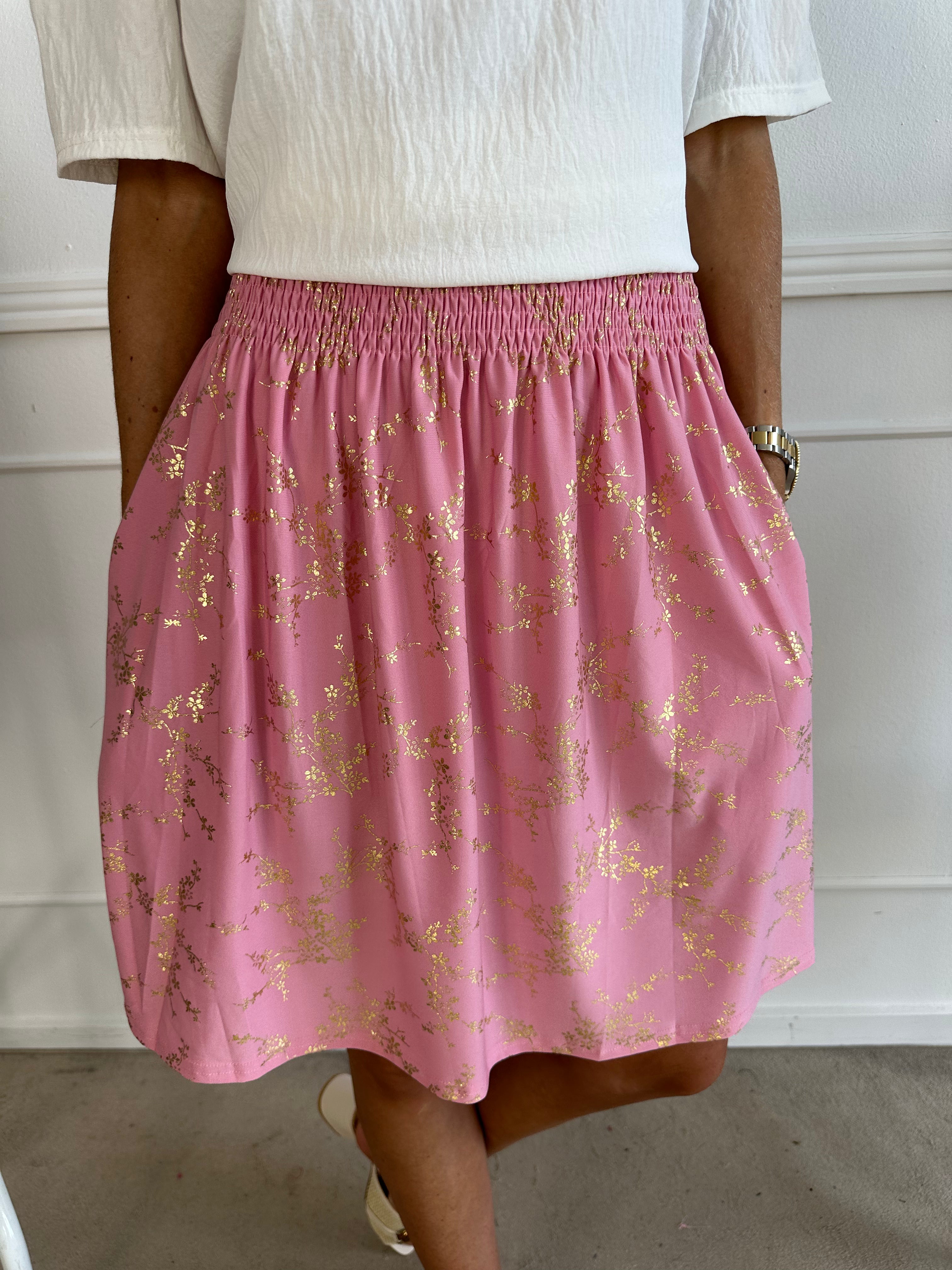 Pams Gold Short Skirt - Kort nederdel i stretchy stof med lommer